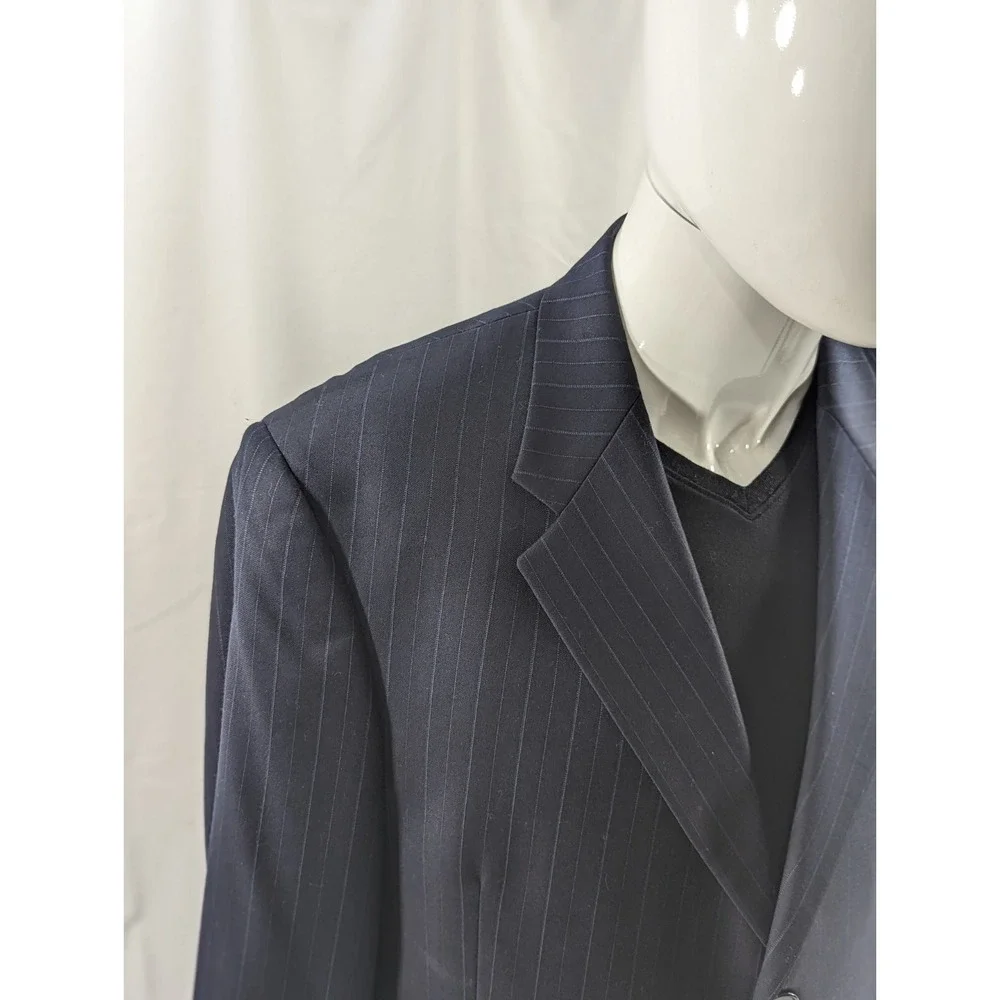 Daniel Cremieux Blazer Sport Coat Suit Jacket Loro Piana‎ 44R Navy Pin Striped